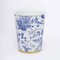 24 White 9 oz Blue Floral Design Disposable Paper Drinking CUPS Gold Rim Party